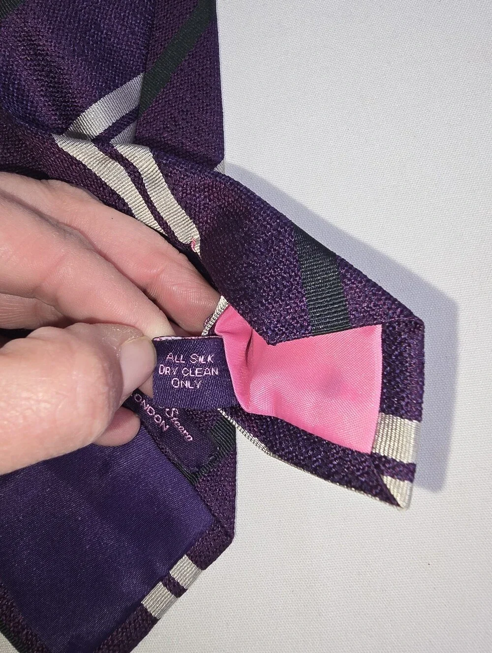 Seward & Stearn London The English Silk Tie Striped Purple Men's Neck tie